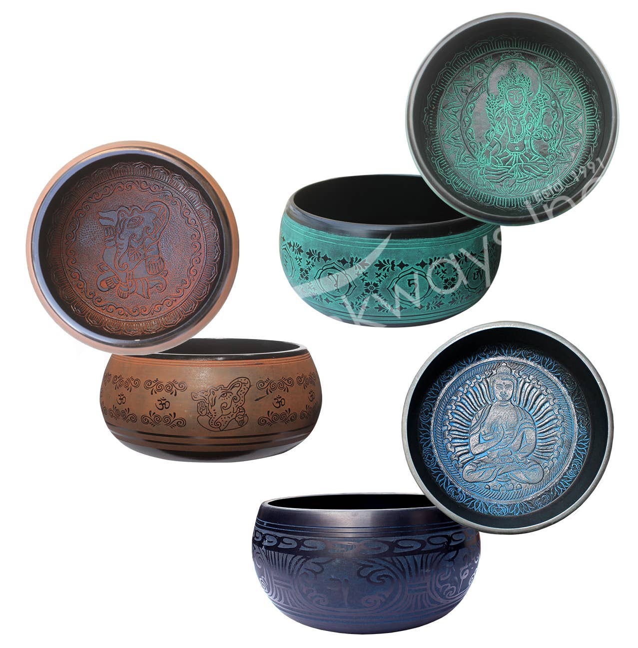 (KG)SINGING BOWL - LIGHT WEIGHT ROUNDED MIXED COLORS & DESIG