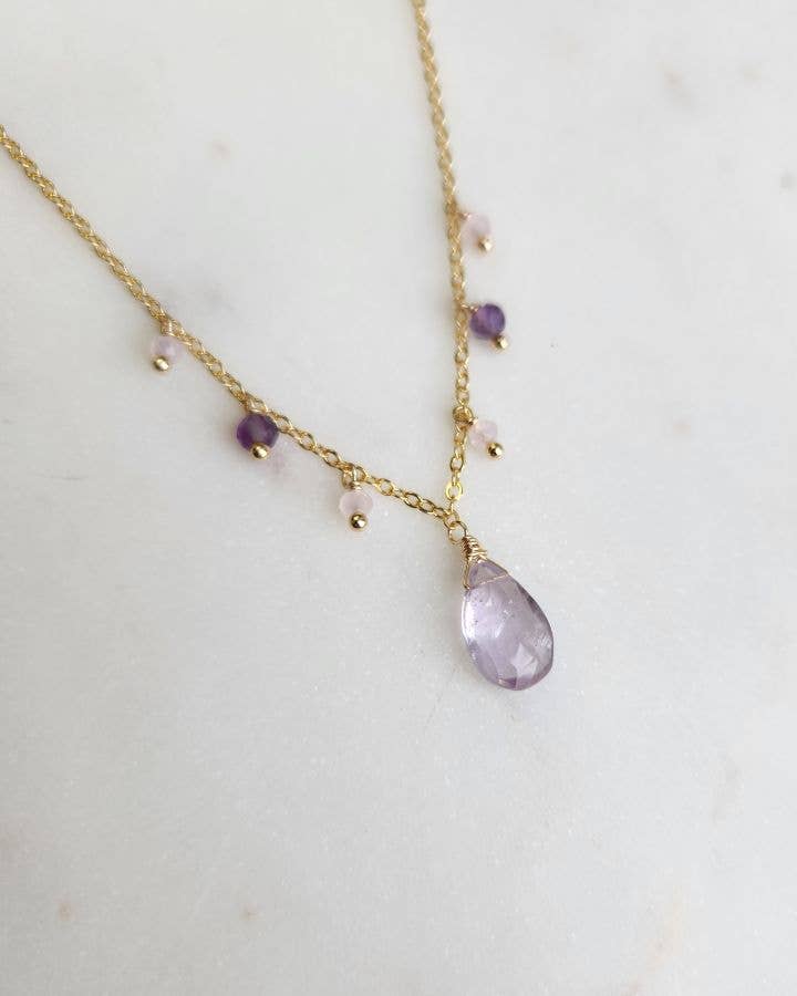 Light Amethyst Valentine's Fringe Necklace