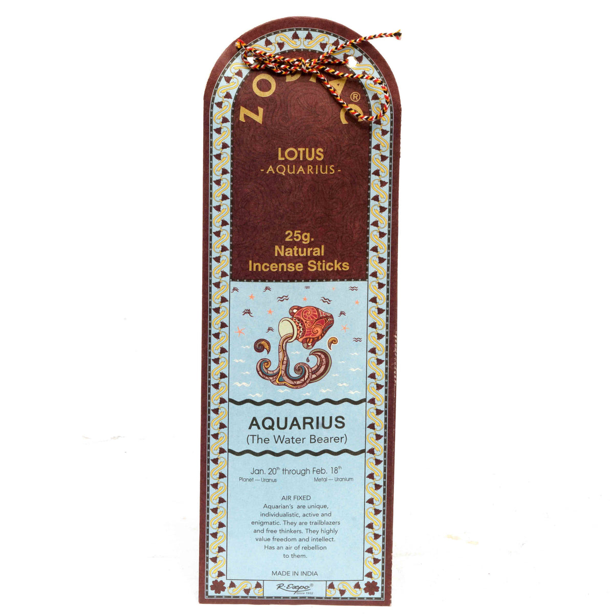 Zodiac Natural Incense - Aquarius: Lotus / 25 g.