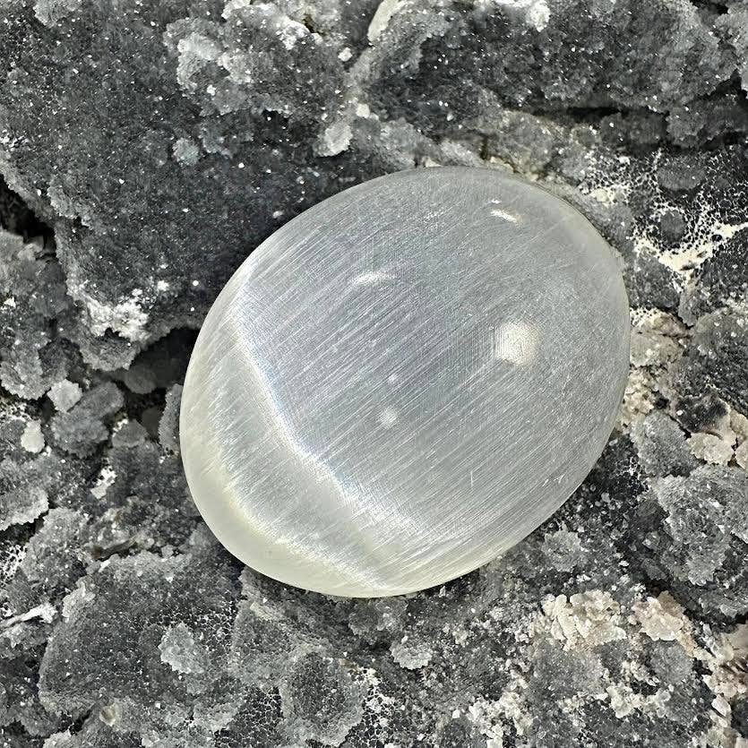 Selenite Palm Stone