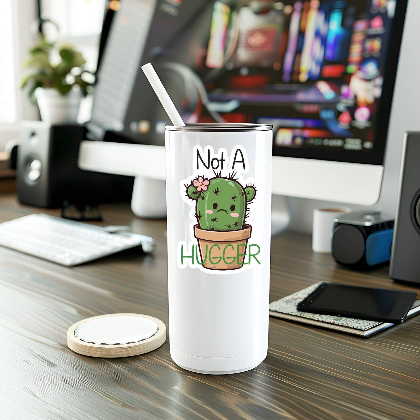 Funny Not A Hugger Vinyl Sticker