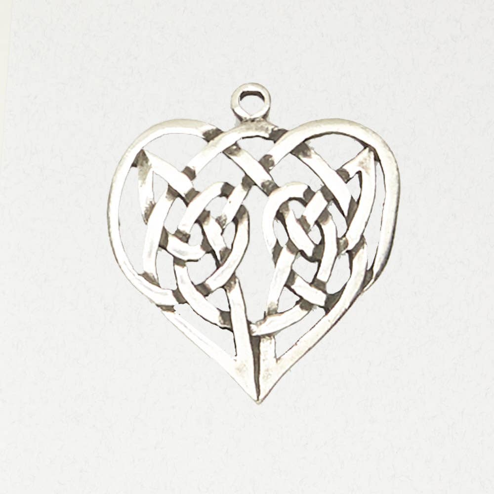 Celtic Pewter Pendant Necklace - Celtic Weave Heart: Pewter