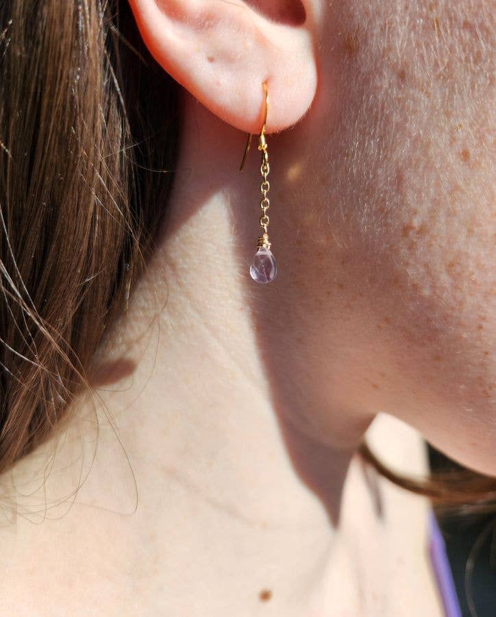 Light Amethyst Dainty Chain Earrings