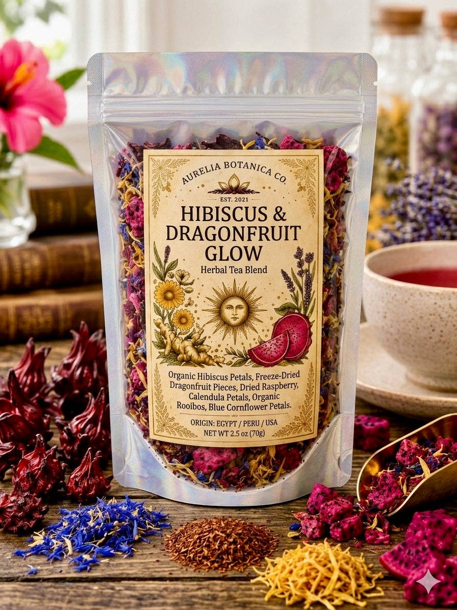 Hibiscus & Dragonfruit Glow | Loose Leaf Herbal Tea | Fruity Botanical Tea: 1 oz Sample