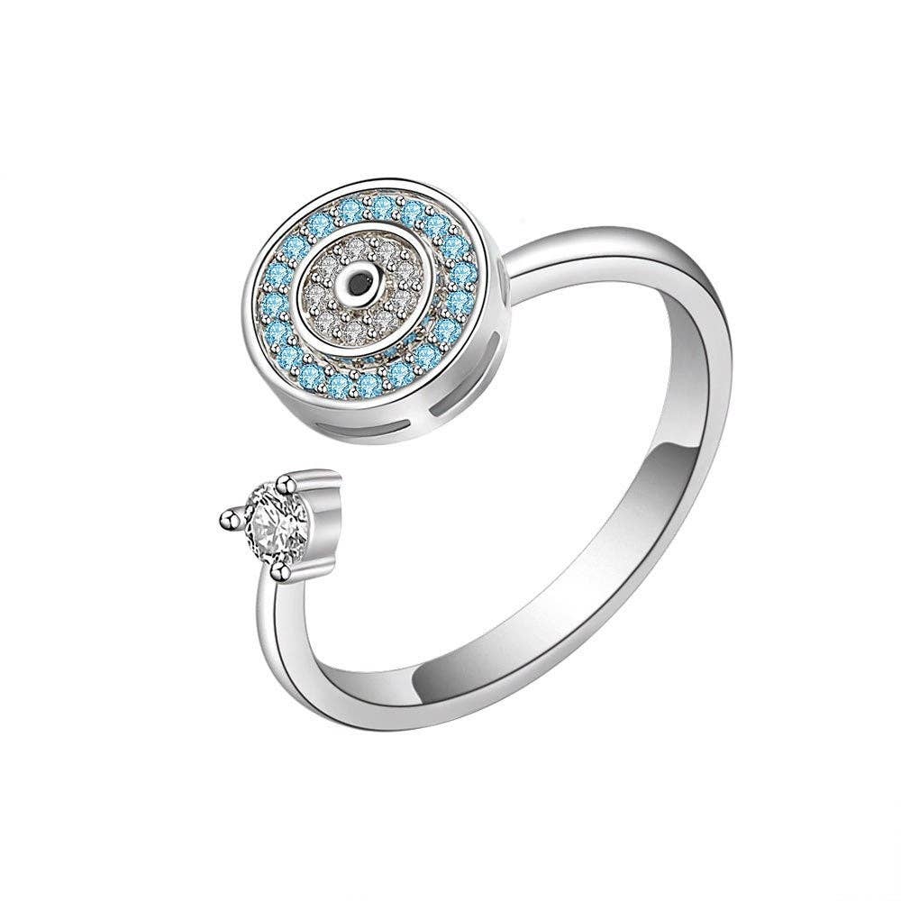 Evil Eye Anxiety Fidget Spinner Ring in 925 Sterling Silver: Gold / Solid Copper