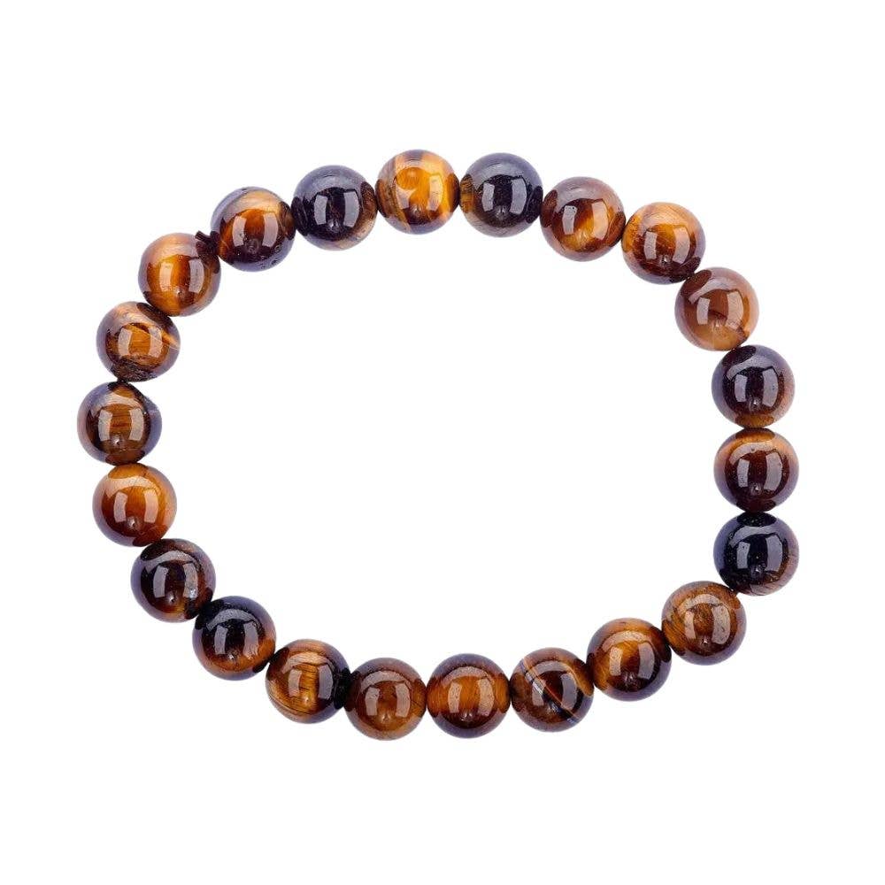 Energy Beads - 8mm Tigers Eye or Tiger Eye with Hematite - Beaded Bracelet