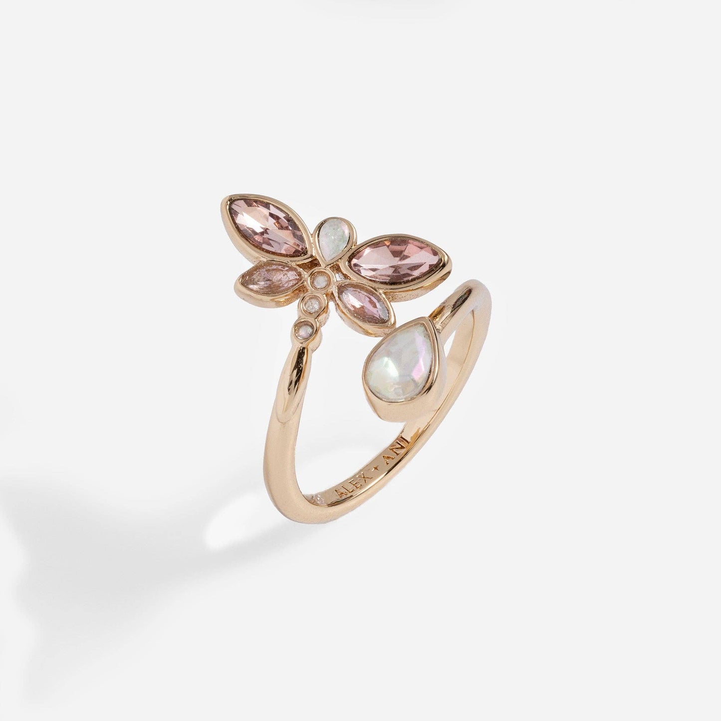 Crystal Dragonfly Ring: Gold