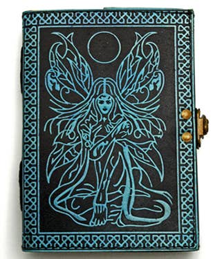2 Tone Black/Blue Fairy Embossed Leather Journal