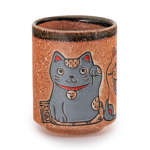 Japanese Maneki Neko Yunomi Style Tea Cup Reactive Glaze 10