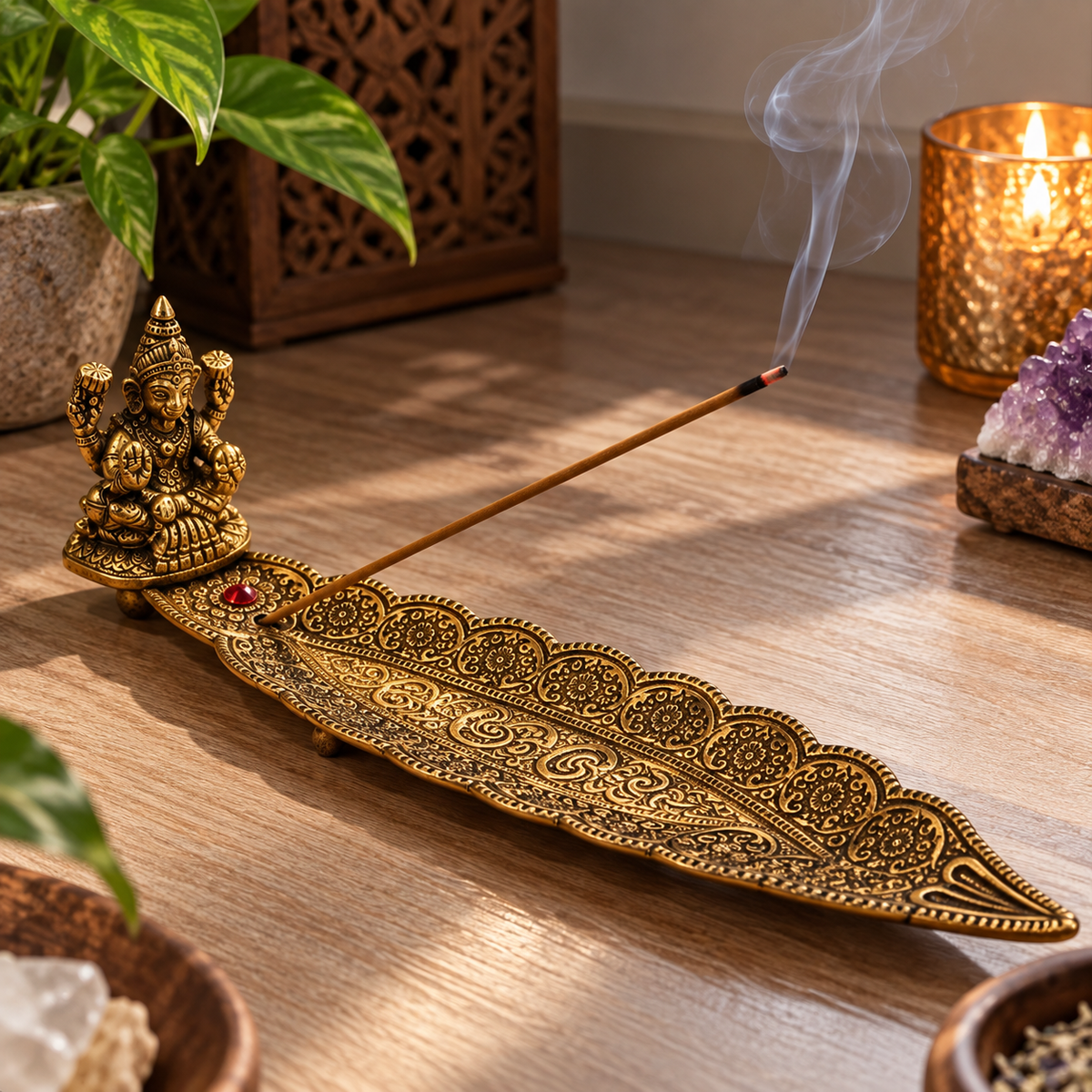 Laxmi Incense Stick Holder & Ash Catcher – Ornate