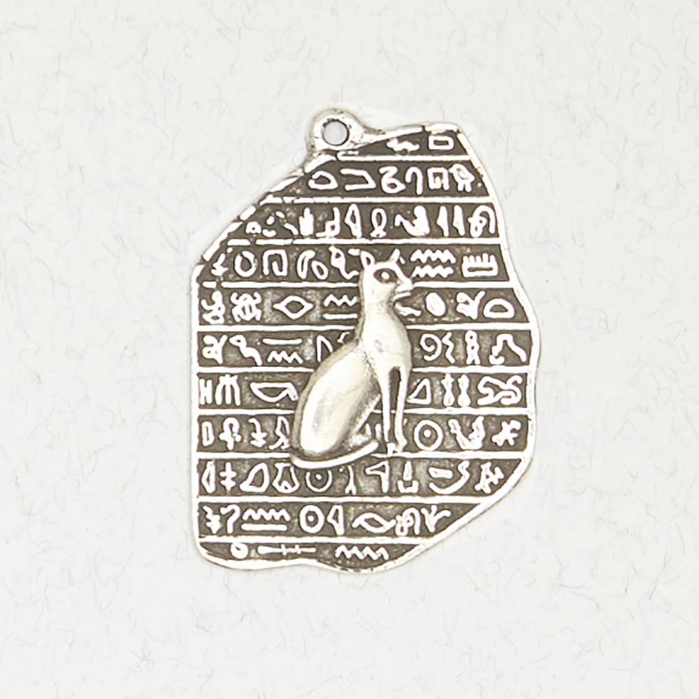 Egyptian Pewter Pendant Necklace - Bastet: Pewter