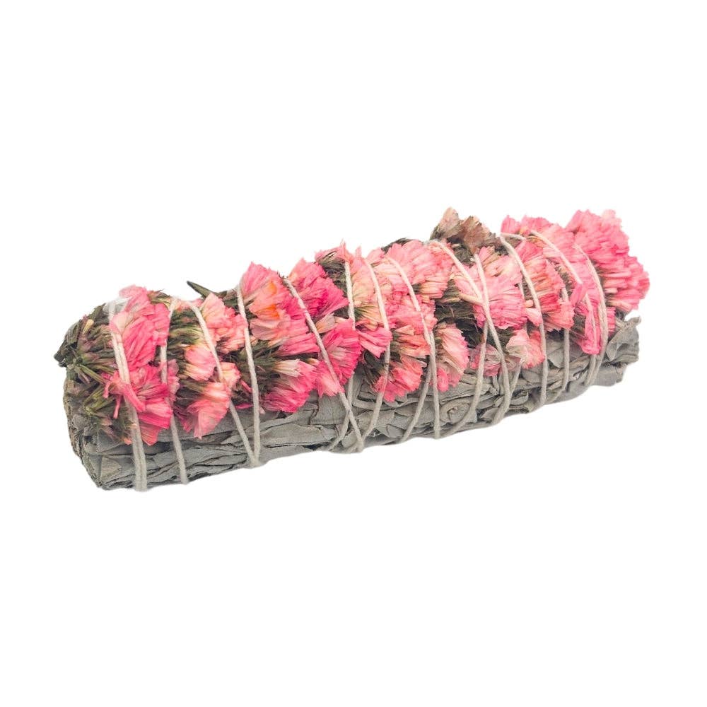 Smudge Bundle - White Sage with Pink Flowers (Sinvata)