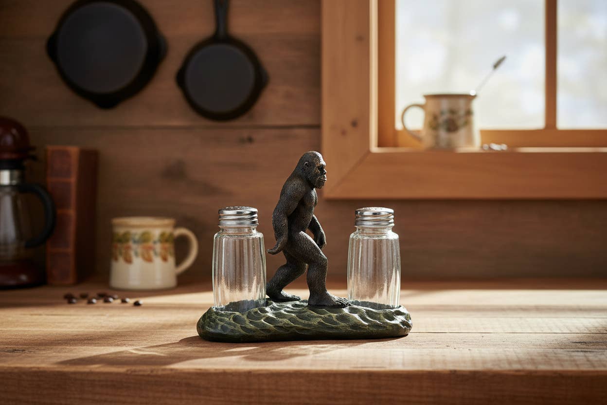 Bigfoot Sasquatch Cryptid Salt and Pepper Shaker Holder Set