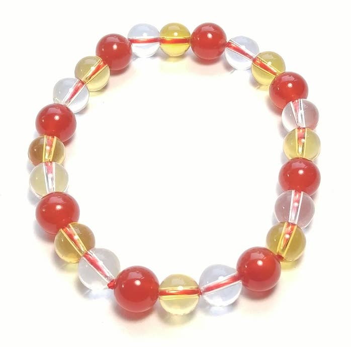 Carnelian, Citrine, Clear Quartz Bracelet 8mm Average Wrists