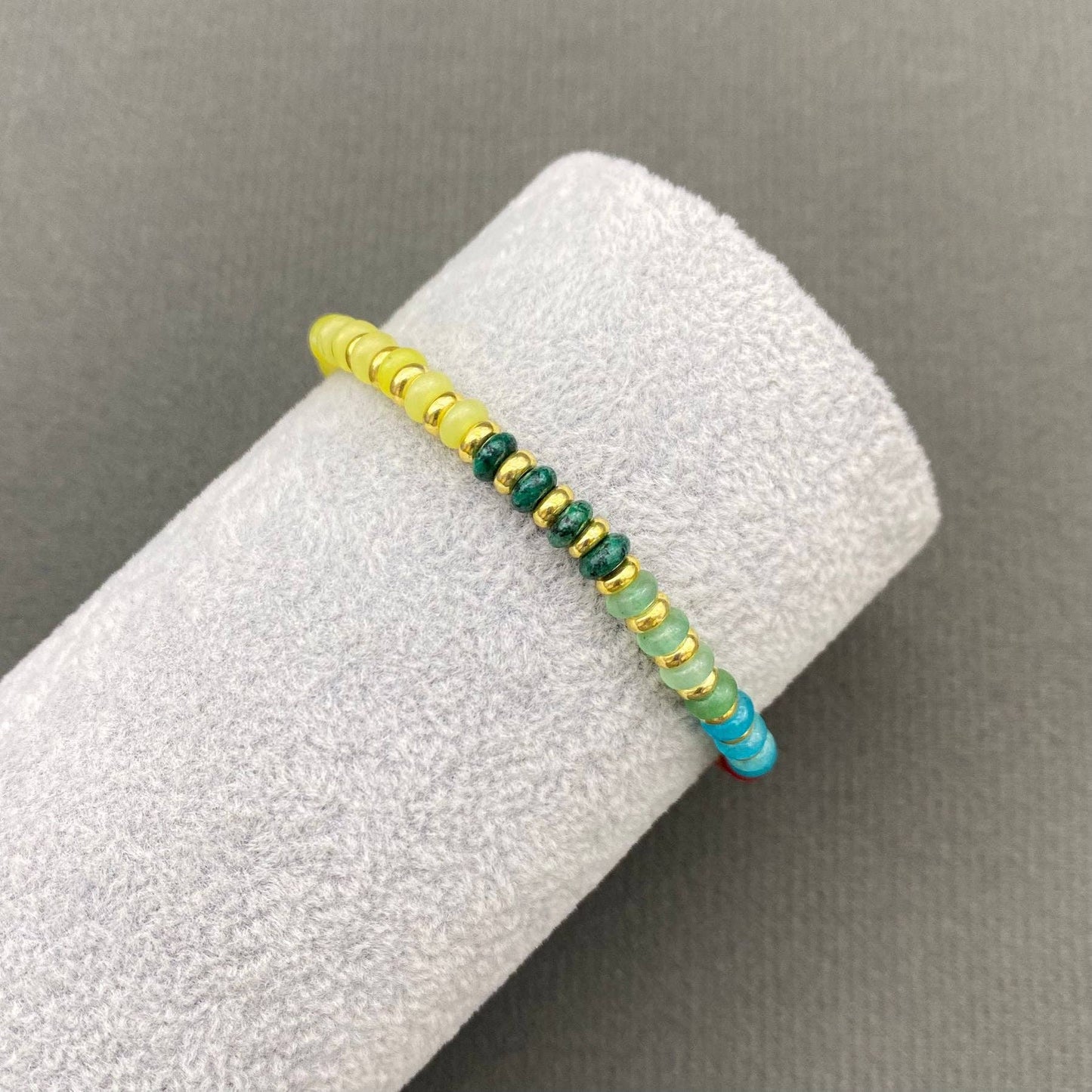 Beaded Bracelet 10 - 4mm 18K Gold Plated Copper Beads Stone