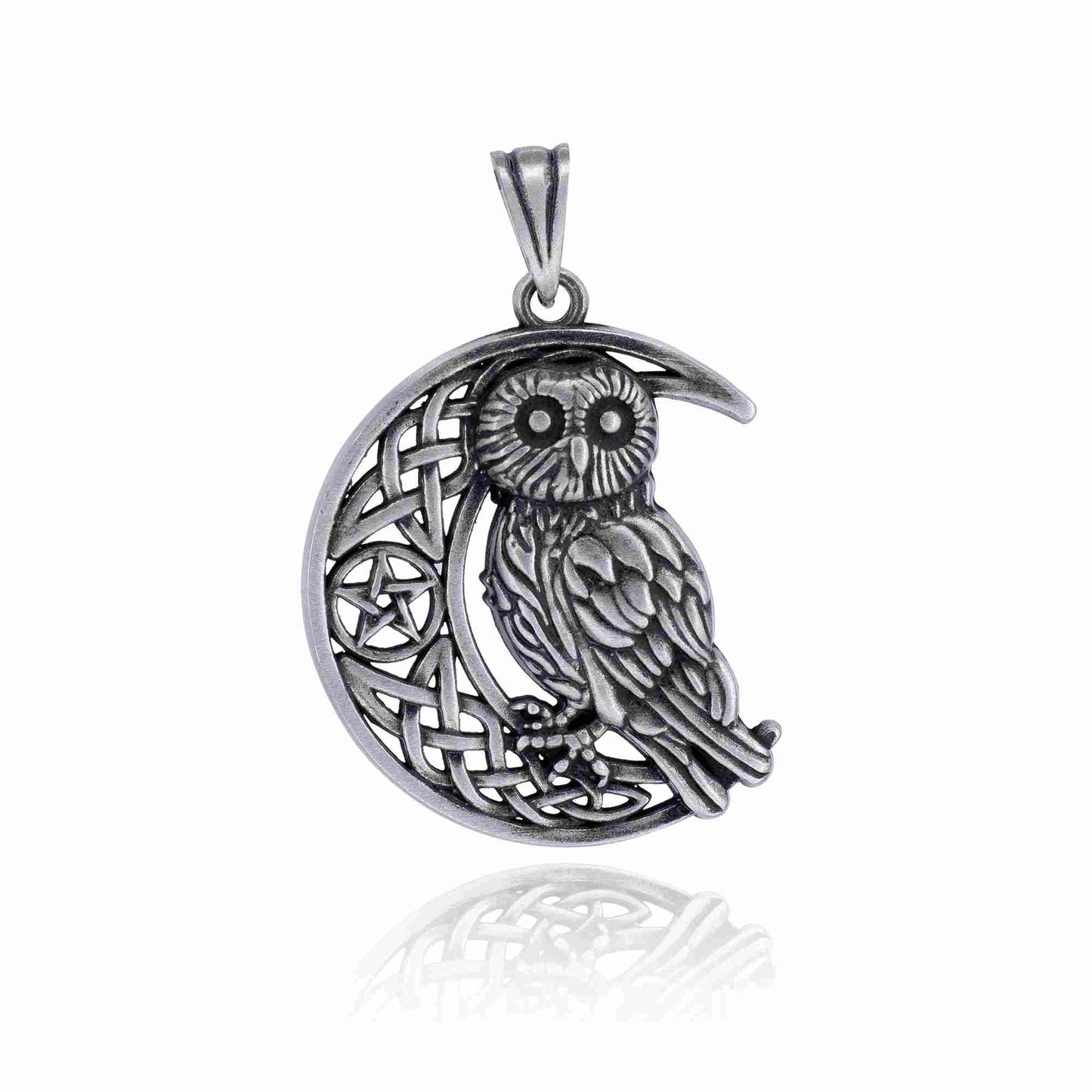 Wiccan Pendant - The Pentacle of the Owl: Pewter