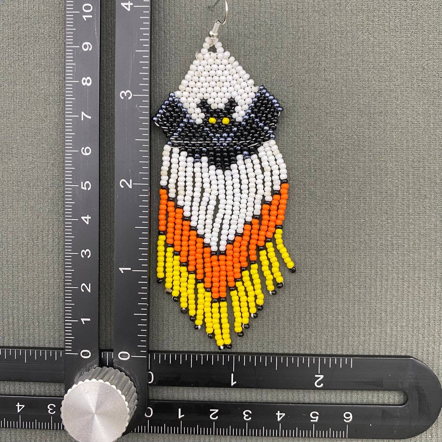 Bat Pattern Seed Beads Fringe Dangle Earrings - SB
