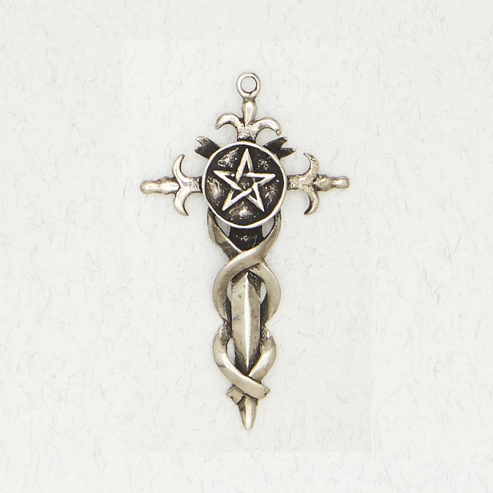 Wicca Pewter Pendant Necklace - Pentacle of the Sword: Pewter