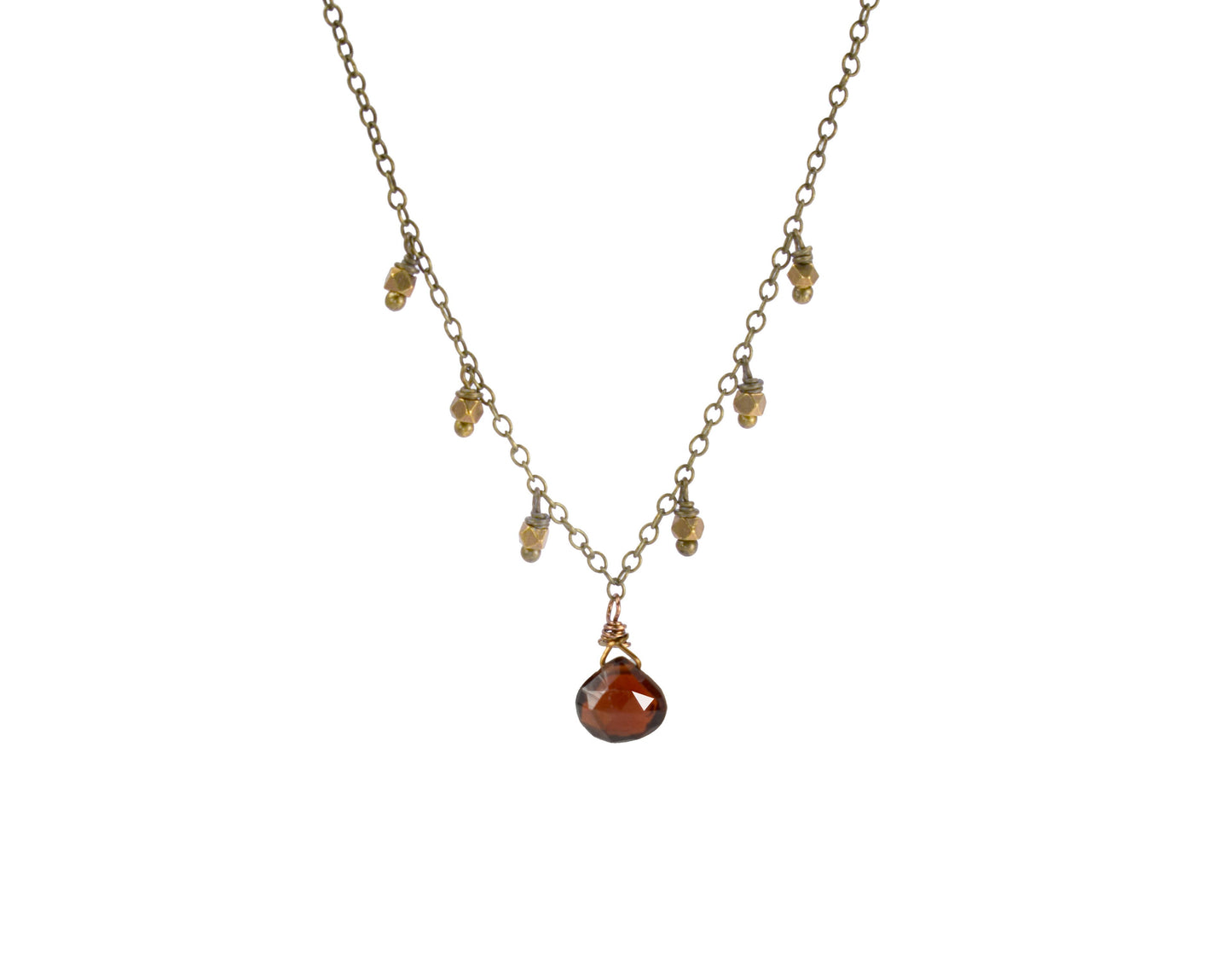 Red Garnet with Bead Fringe Necklace Classic Boho