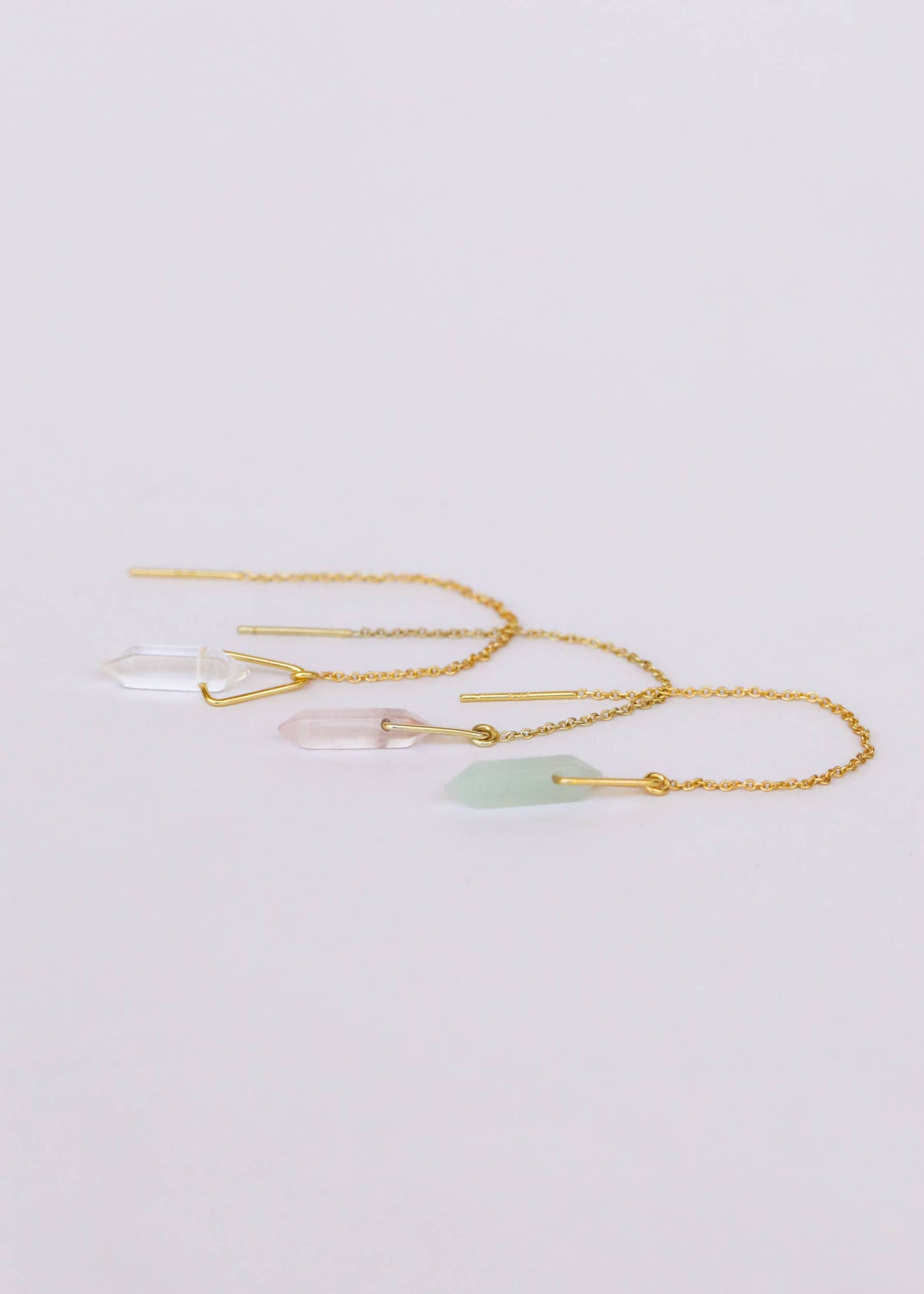 Threader - Amazonite - Gold Earrings