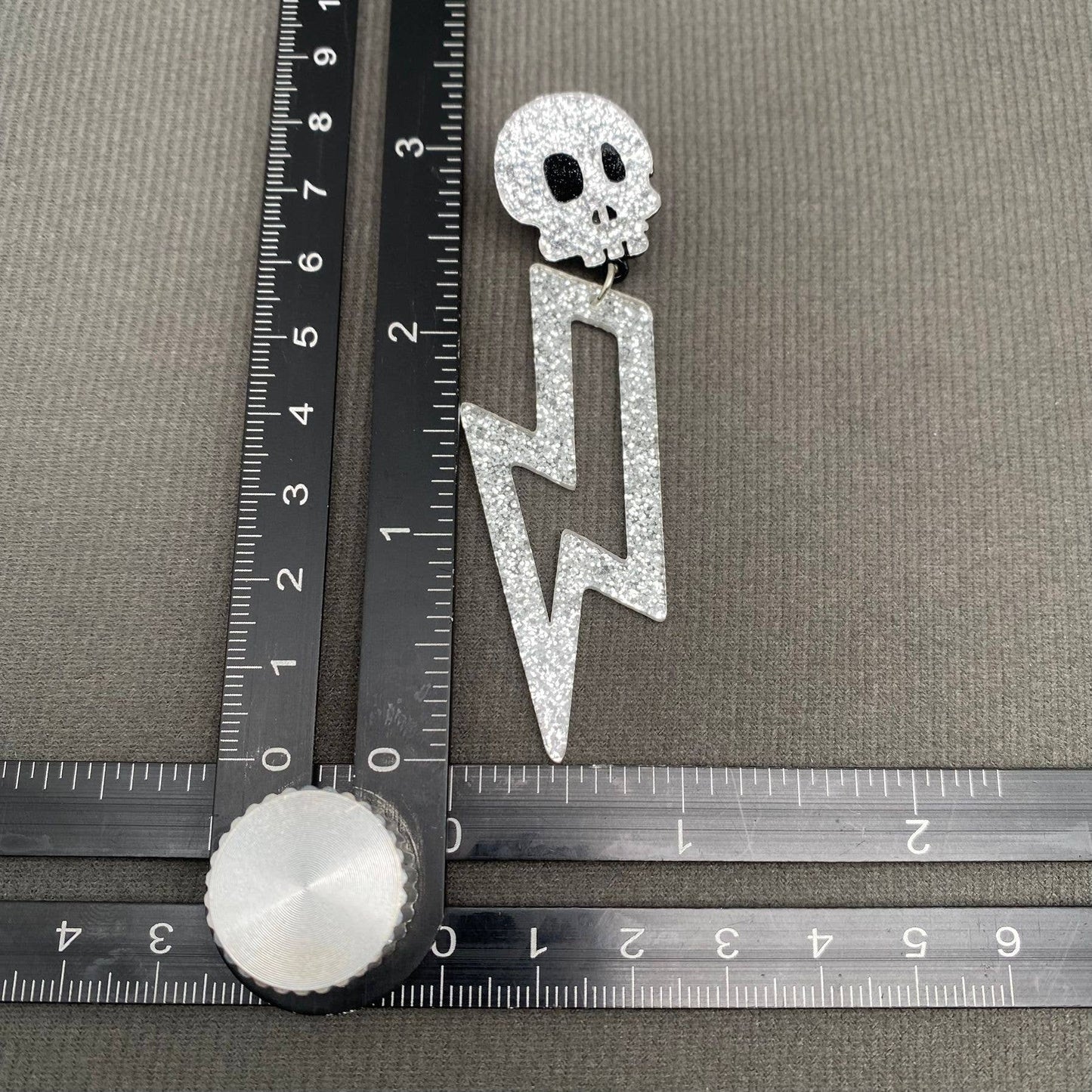 Earrings - Acrylic Lightning Skull