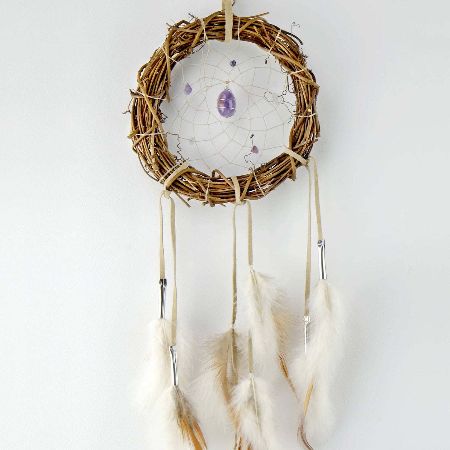 Dream Catcher - 6" Twig with Amethyst Stones