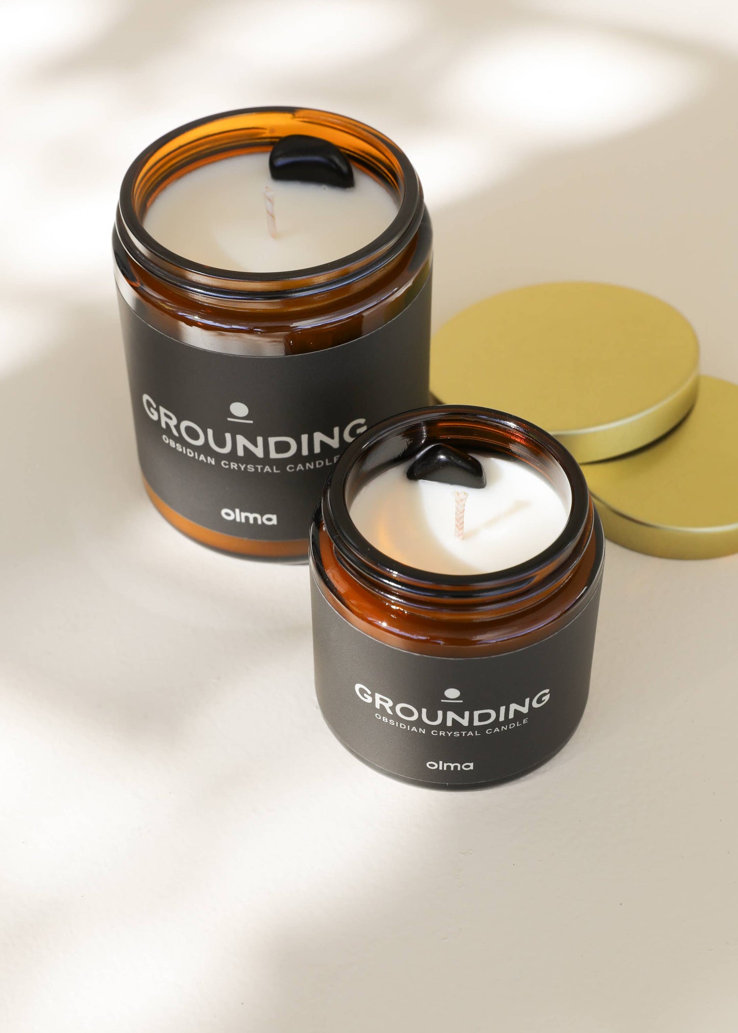 Grounding Intention Candle - Obsidian Crystal - Amber: 9oz