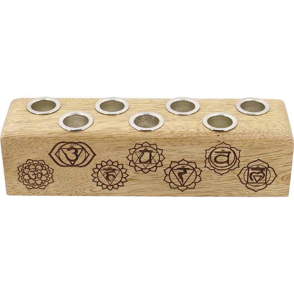 Wood Multi Mini Candle Holder - 7 Chakra