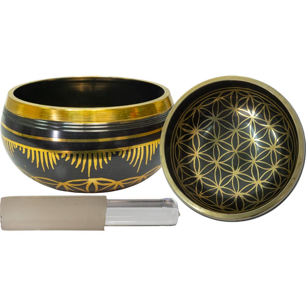 Singing Bowl 54 - Flower of Life - Black