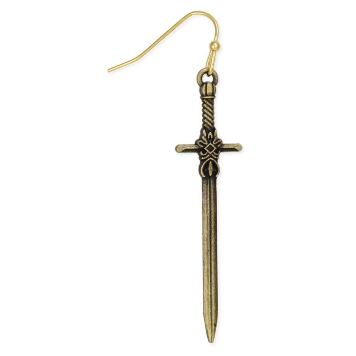 Earrings - Antiqued Gold Sword