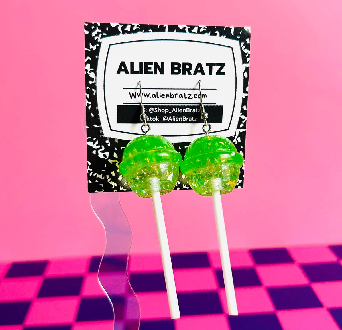 Green Lollipop Earring Food Earrings Funky Earrings