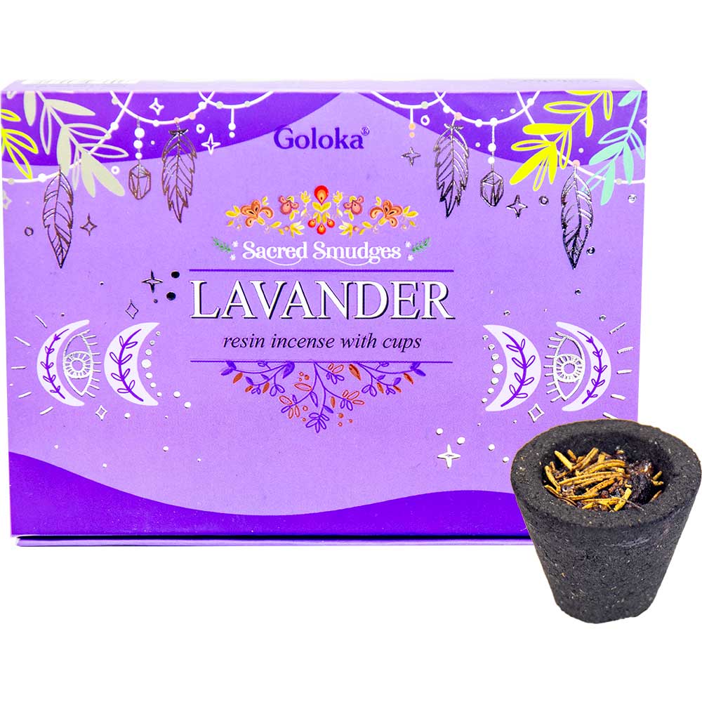 Goloka Sacred Smudges Resin Cups - Lavender (Pack of 6): Lavender