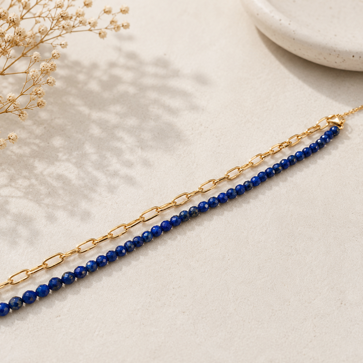 Paper Clip Lapis Lazuli Necklace - 18-20" adjustable