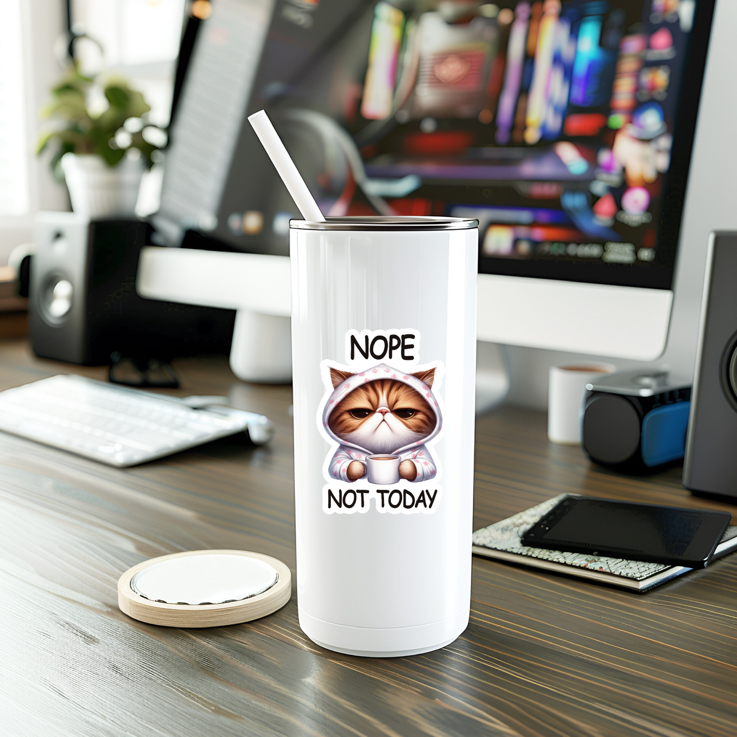 Funny Nope Cat Sticker | Laptop Sticker | Vinyl Sticker