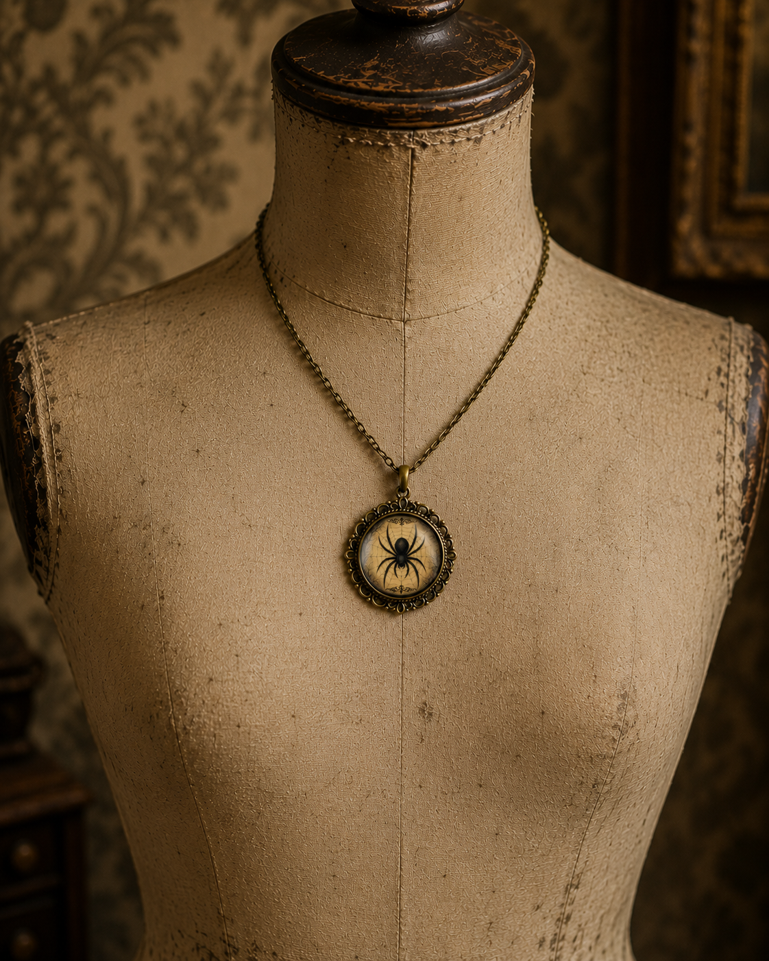 Noir Spider Web Pendant Necklace