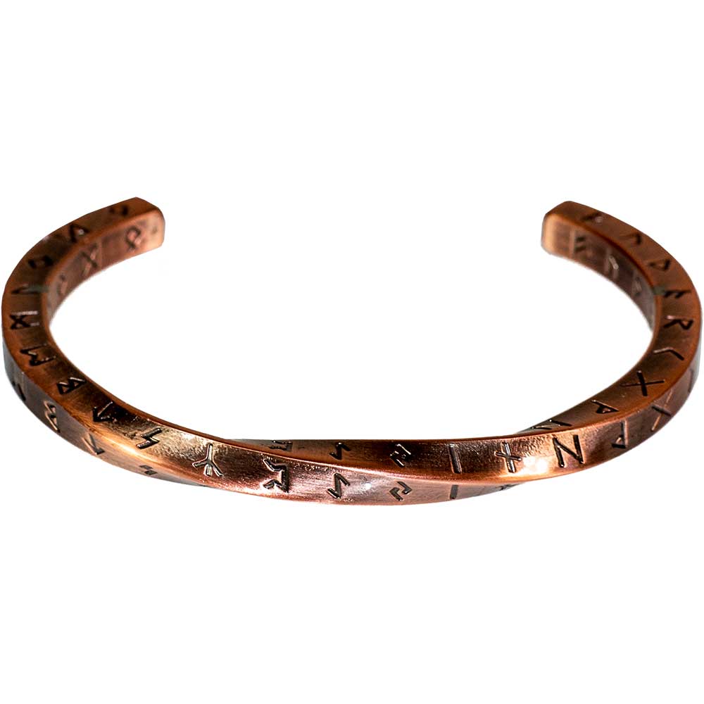 Stainless Steel Viking Twist Bracelet - Nordic Runes Copper Tone