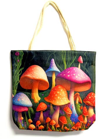Garden of Mushrooms Jute Tote Bag