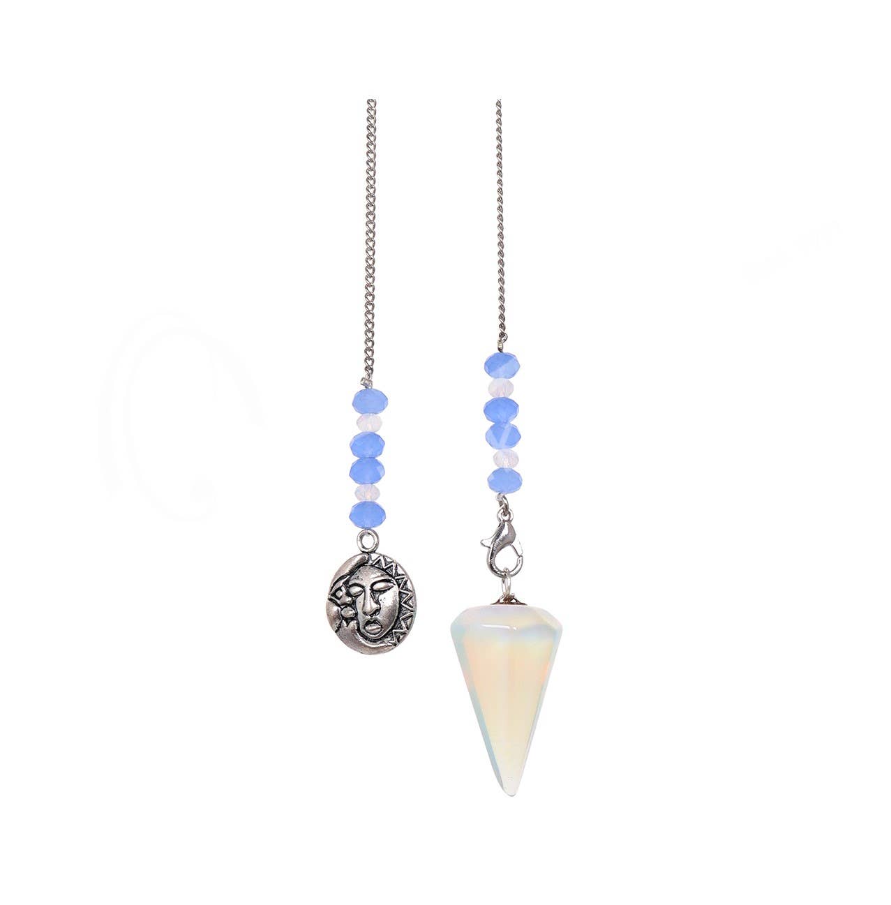 (PC)PENDULUM - HEXAGONAL OPALITE CELESTIAL BEADED CHAIN 9"L