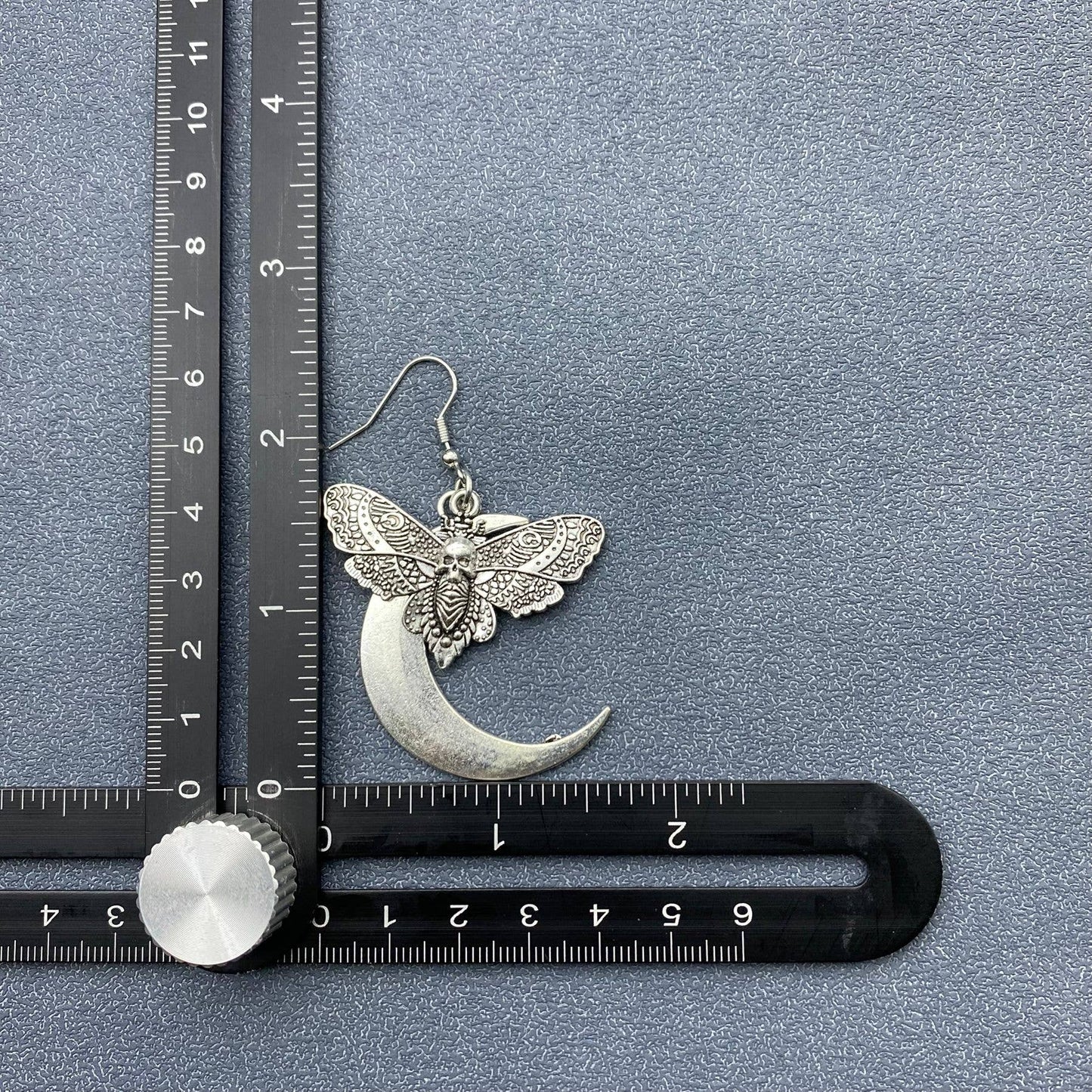 Earrings - Gothic Style Skull Moth Moon