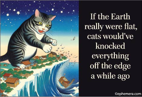 Magnet - Ephemera - If the earth really were flat, cats would've knocked