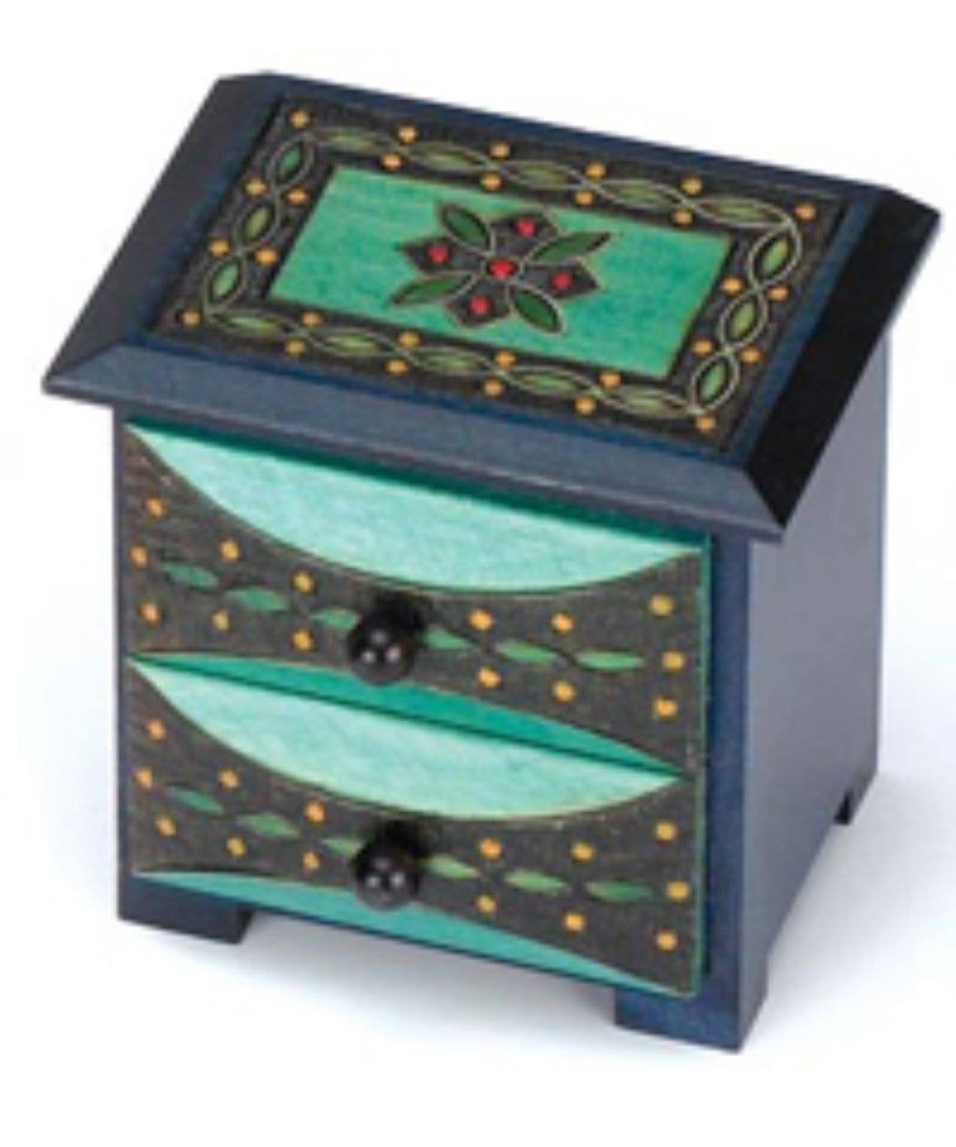 Upright Chest Of Drawers - Metal Inlay Border Design