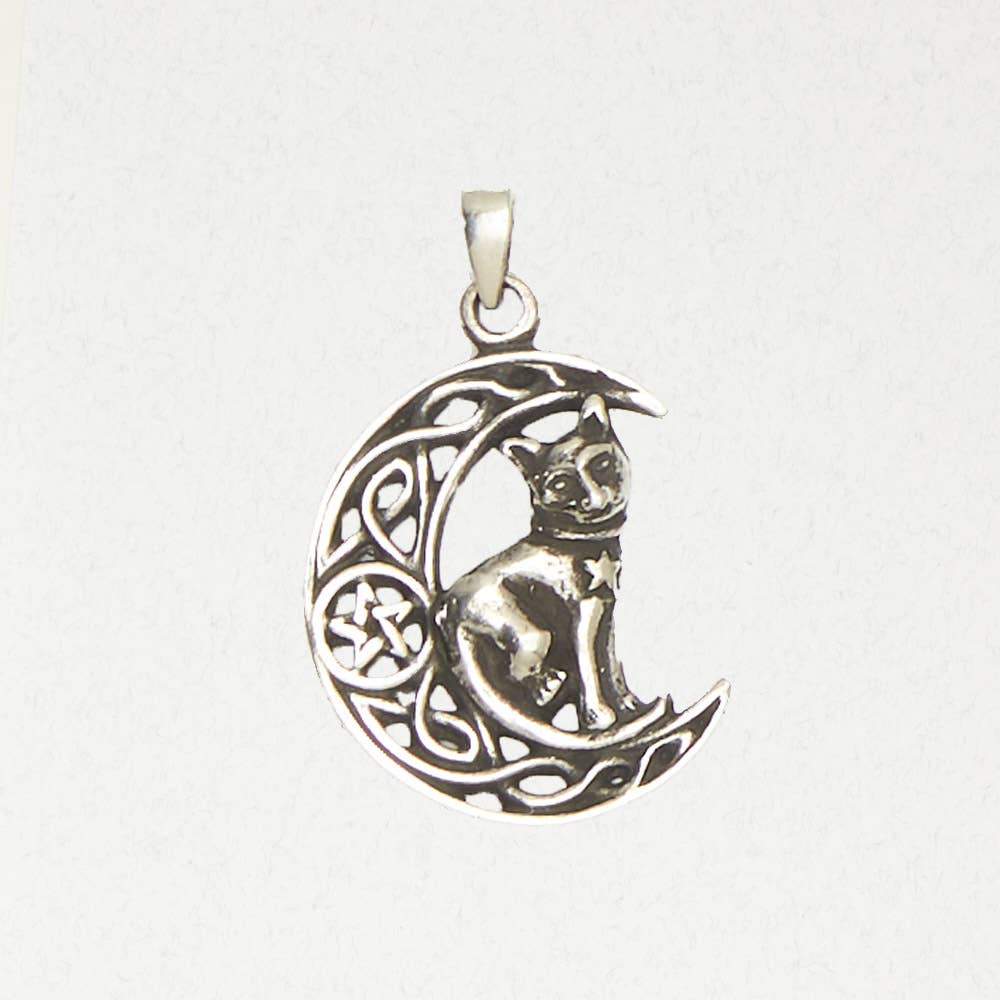 Wiccan Pendant - Pentacle of the Cat: Pewter