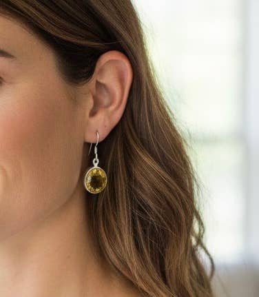 Citrine Earrings Sterling Silver Dangling