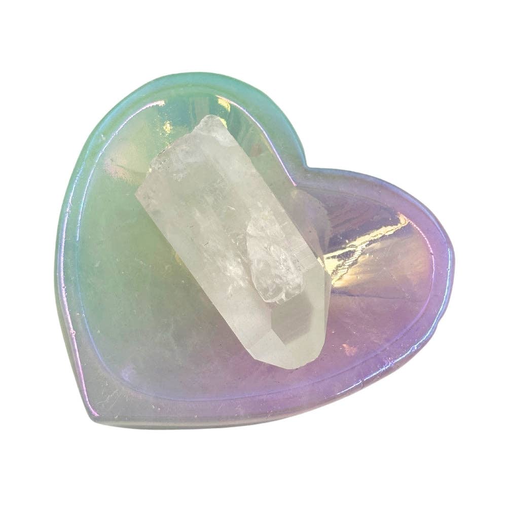 Shaped Crystals - Aura Rainbow Quartz Trinket Dish, Heart