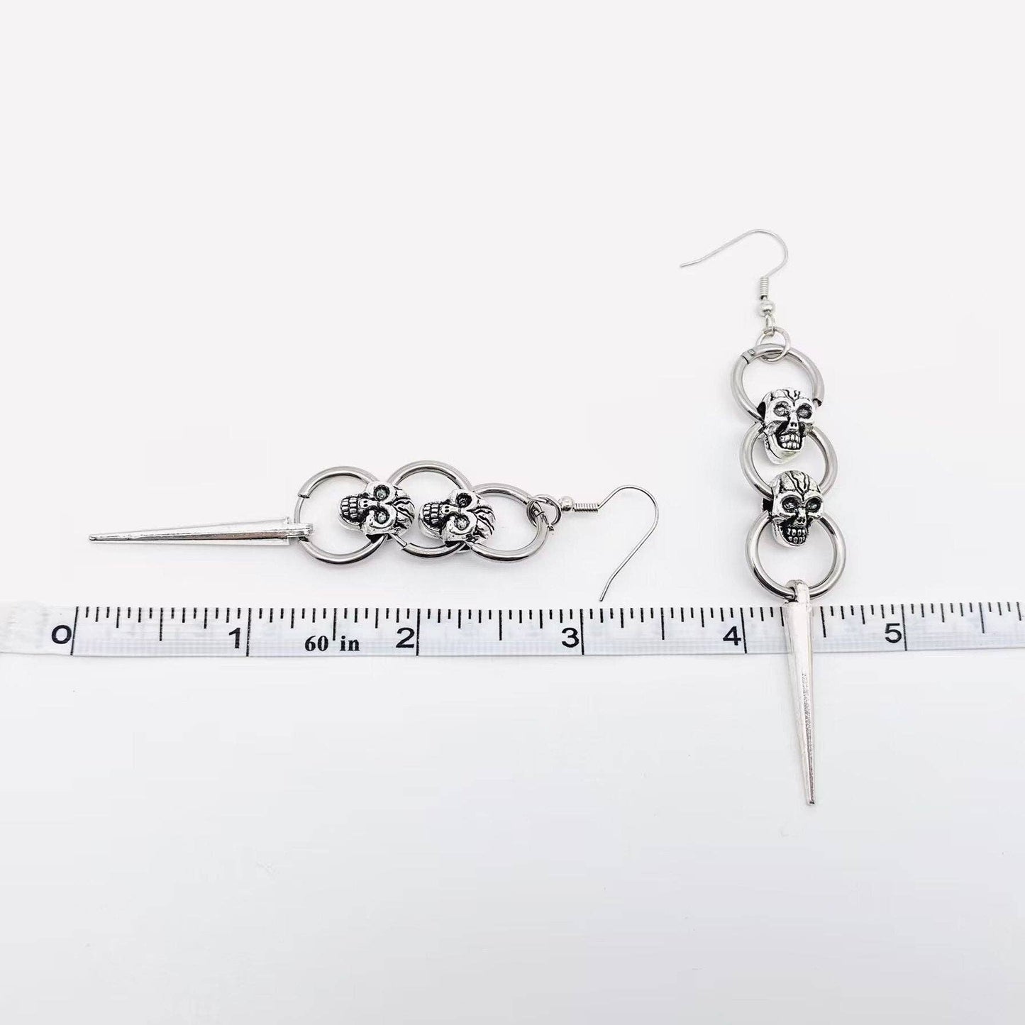 Earrings - Gothic Skull with 3 Circles