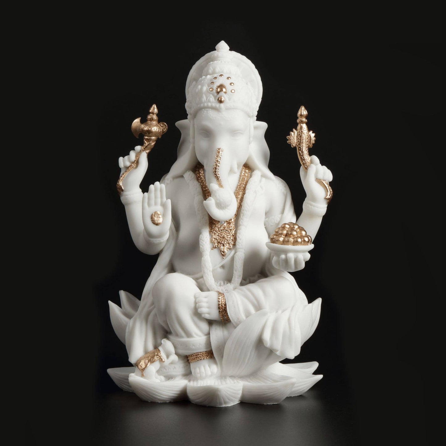 Ganesha - Lord Of Success (Marble Finish + Gold Accents)