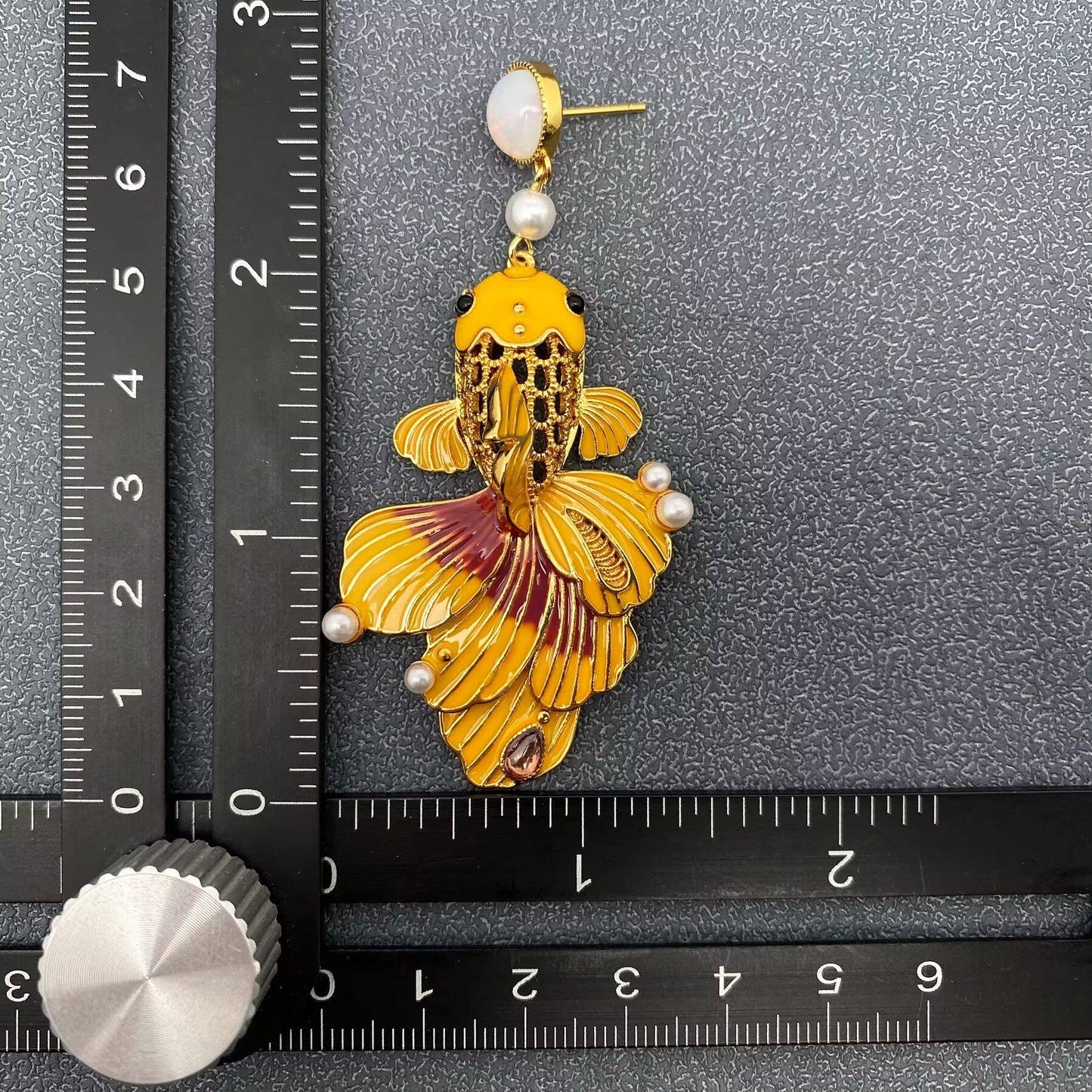 Enamel Goldfish Dangle Earrings