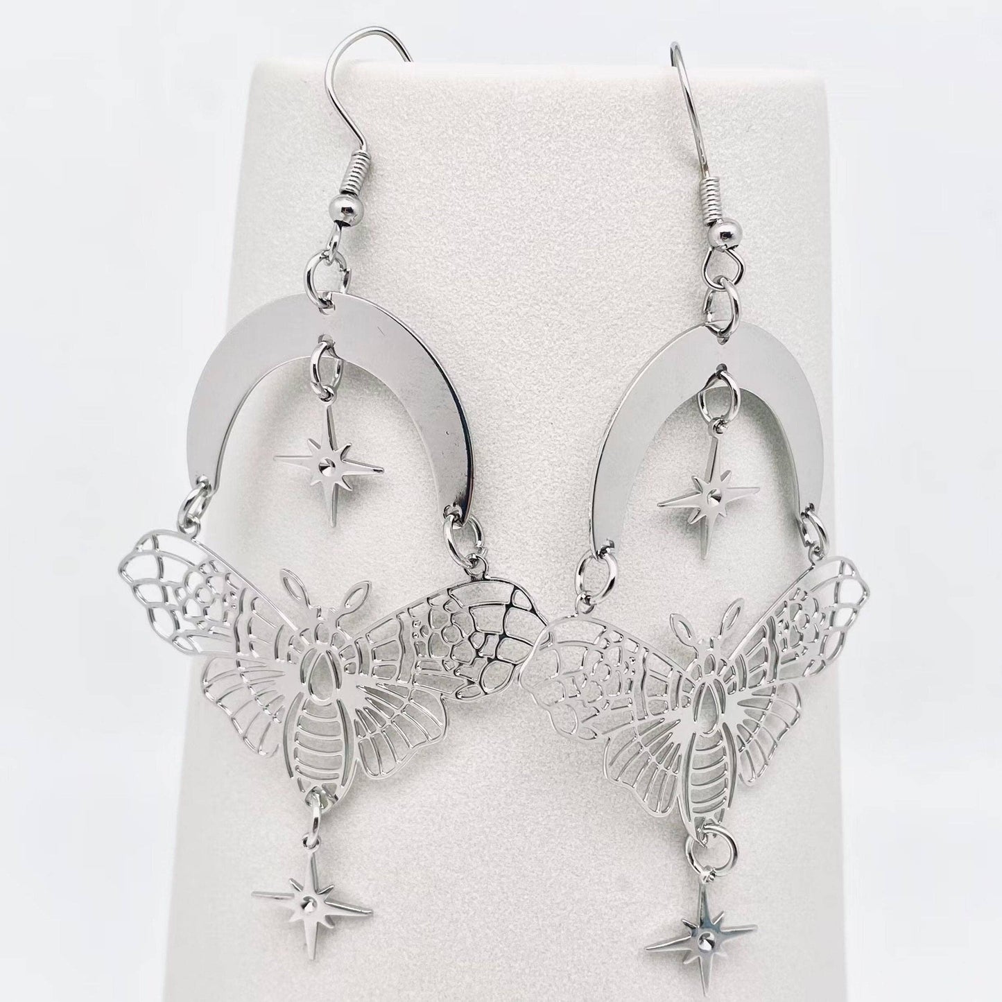 Earrings - Golden Moth Moon Star Earrings