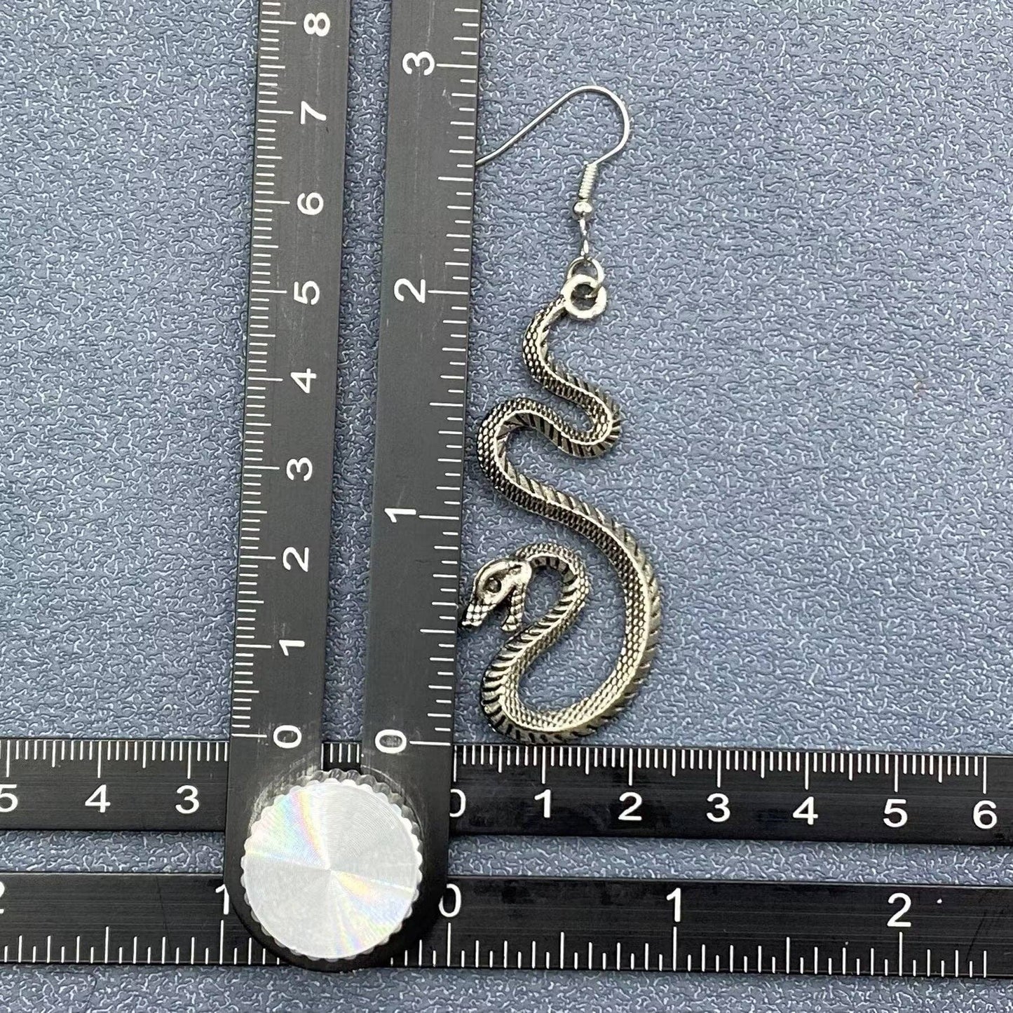 Earrings - Silver Tone Snake Dangle