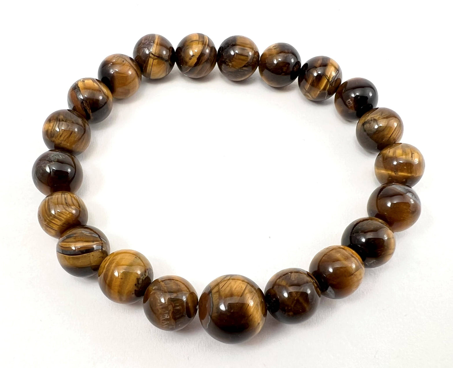 Large Size Tiger Eye Beaded Bracelet - Wrist Mala - 10mm